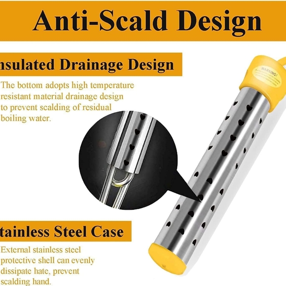 1500W Immersion Water Heater with Thermostat, Anti-Dry Burning Temperature Cont - Picture 3 of 16